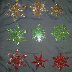 9 Handmade Resin Snowflake Ornaments 