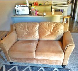 Tan loveseat sofa