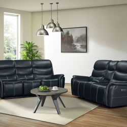 Blue Navy Motion Sofa And Loveseat 
