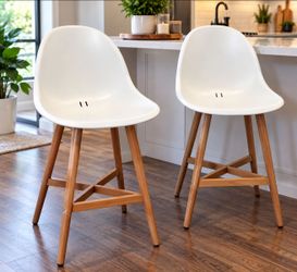 Modern White Shell Counter Stools Set of 2