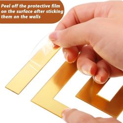 Shappy 20 Pcs Acrylic Mirror Wall Stickers Geometric Greek Gold