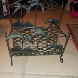Beautiful Metal Stand Elephants Palm Trees On It 10 Look My Post Alot Item