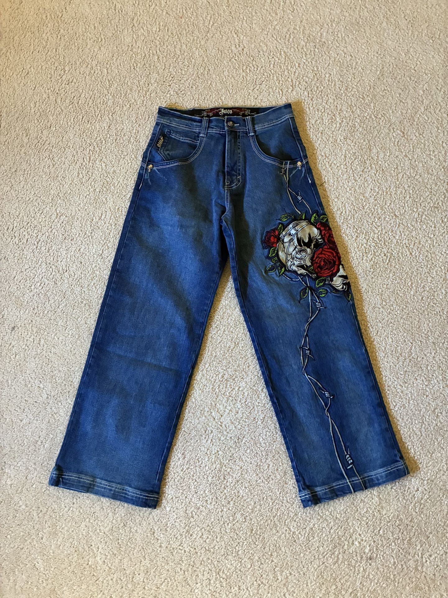 Jnco Skull And Roses Baggy Jeans