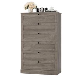 6 Drawer Dresser for Bedroom, 52" Tall Dresser & Chest of Drawers, 29" W Wood Drawer Chest, Modern Vertical Storage Cabinet for Living Room, Entryway,