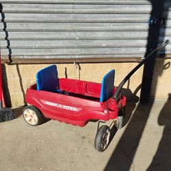 Radio Flyer Two Seat Wagon With Two Cup Holder Storage And Seat Belts