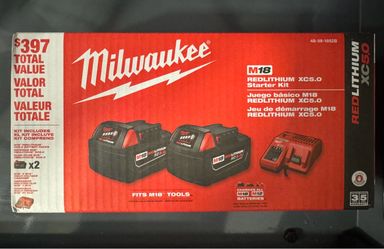 Milwaukee M18 5.0 2 Pack Batteries With Charger
