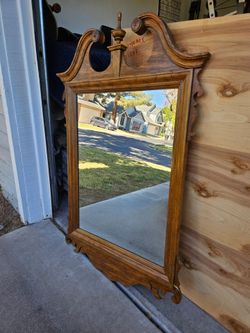 Vintage Wood Framed Wall Mirror