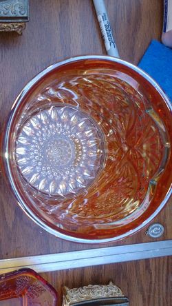 Orange glass antique container