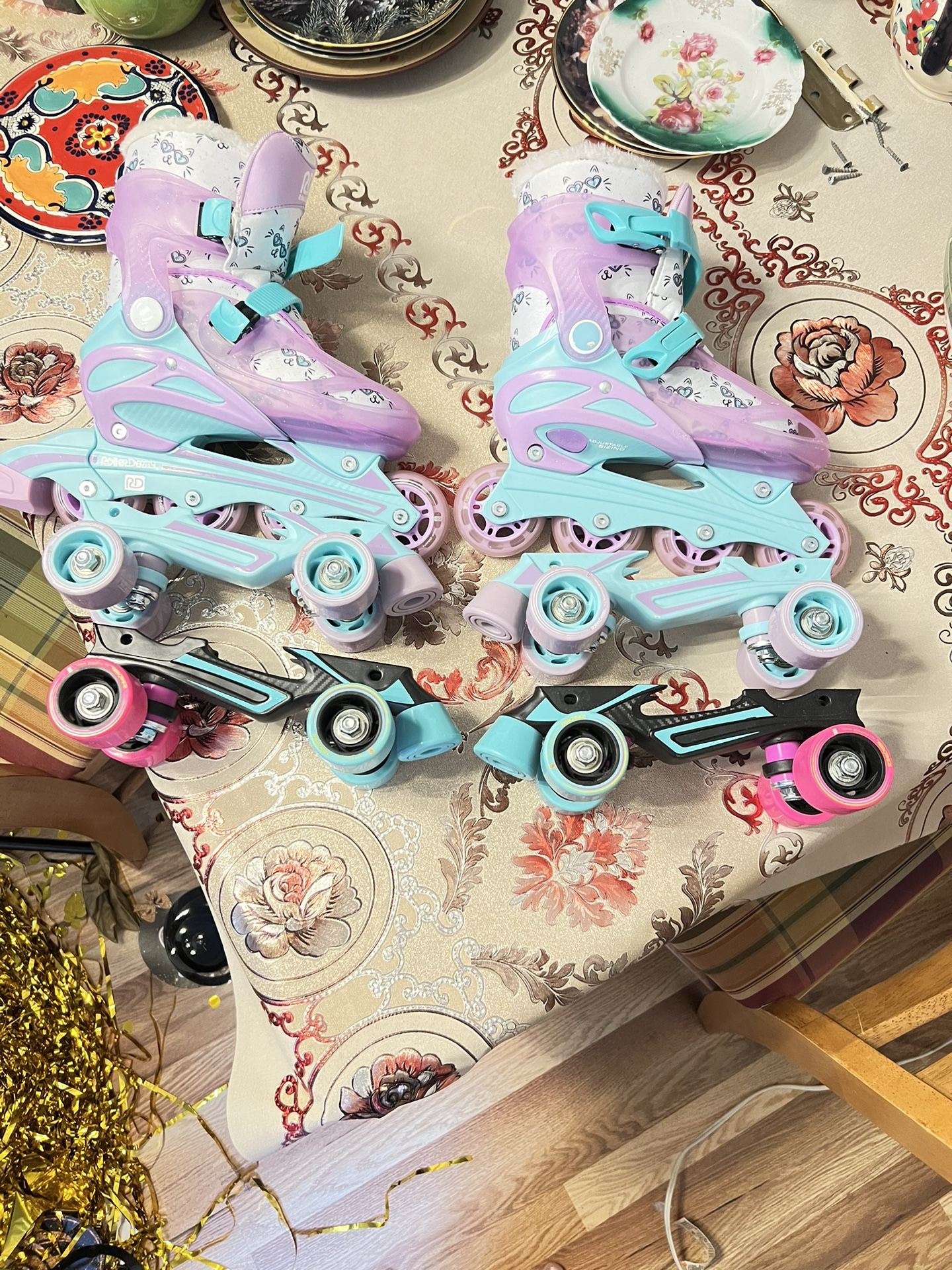 Kids Adjustable Roller Blades W/ Skate Attachments