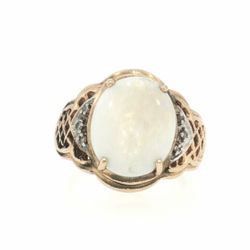 Woman’s Ladies 14k Yellow Gold Oval White Stone Openwork Cocktail Ring Size 7 GP3133217