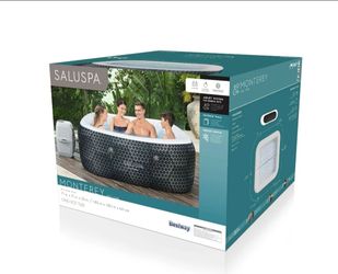 SaluSpa Monterey AirJet Outdoor Inflatable Square Hot Tub 4-6 Person with Pump