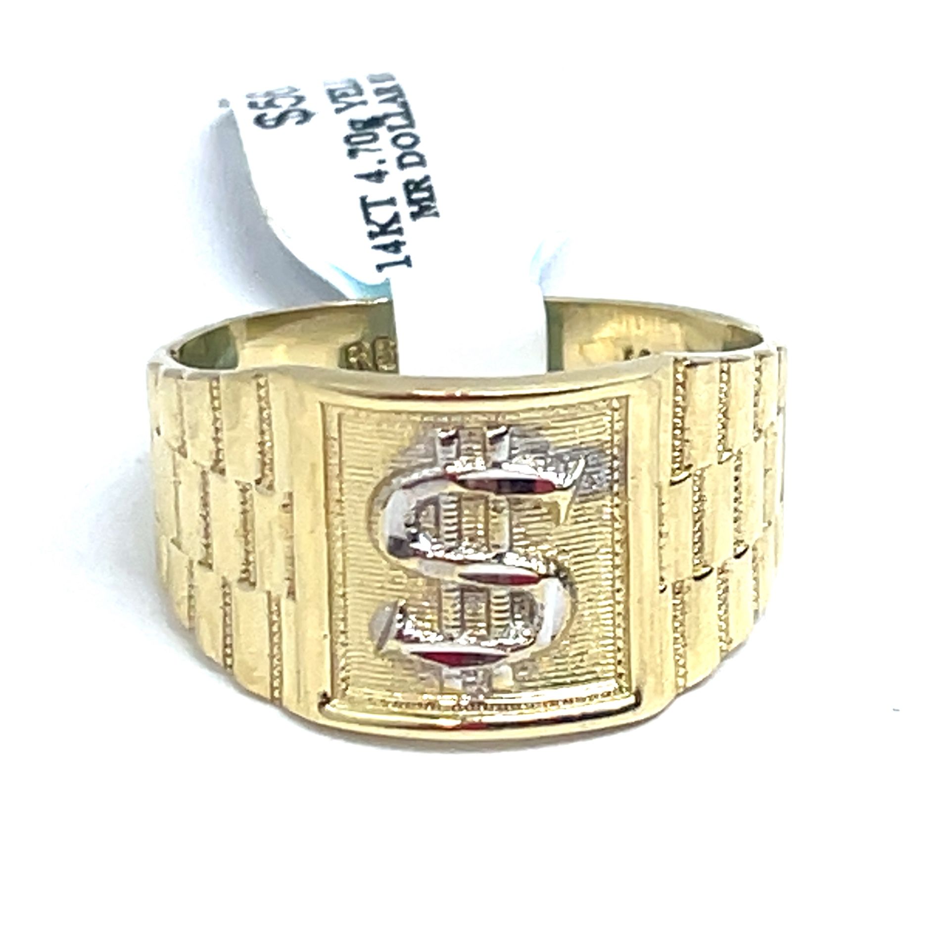 14Kt Yellow Gold Dollar Sign Ring 4.70g Size 9.75 193485/12