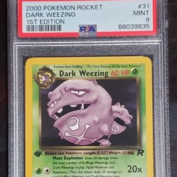 2000 Pokemon Team Rocket Dark Weezing 1st Edition Card #31 PSA 9 Mint