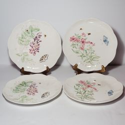 4 Lenox Butterfly Meadow Salad Plates 9"