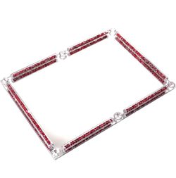 Mirror Glass Vanity Tray for Bathroom Dresser Red Crushed Diamond Decorative Trays for Perfume Jewelry Organizer, Rectangular Coffee Table Tray for H