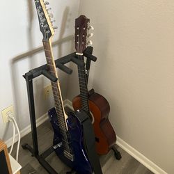 LEFTY Guitars + Stand (Ibanez Gio Electric + Mini Nylon Classical)