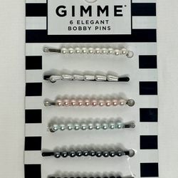 *NEW* Gimme Elegant Bobby Pins Set of 6 Assorted Pearlescent Colors 2 Inch