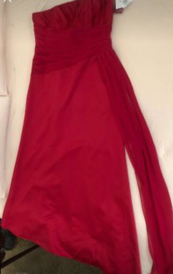 David’s Bridal ✨ Strapless Red Bridesmaids Dress (candy apple red)  Size 18