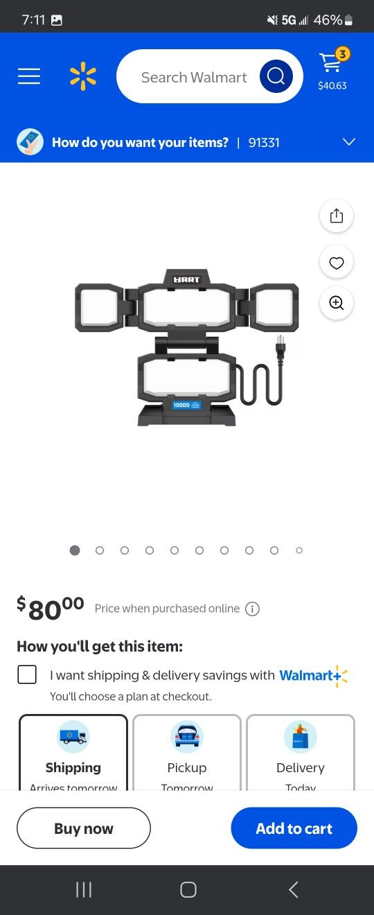 Hart 10000 Lumen Premium portable l e d area work light