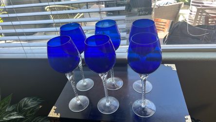 6 Blue Goblets