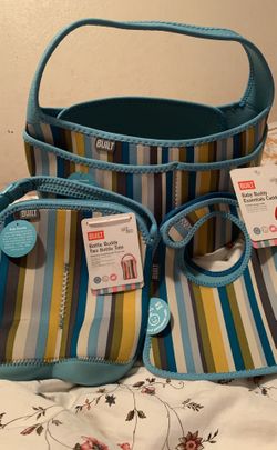 Brand new never used baby buddy essentials diaper bag bottle holder and bibs