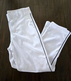Boys White Baseball Pants w/Black Stripe Sz Youth Large