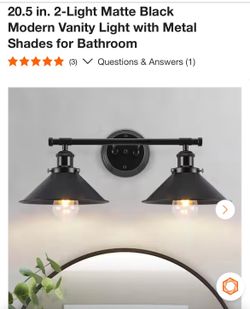 2-Light Matte Black Modern Vanity Light