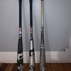 Baseball bats 33/30, goods one piece, goods two piece, and adidas aero burner