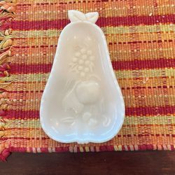 Pear Milk Glass Dish