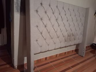 Tufted Upholstered Headboard Light Gray