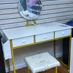White And Gold Vanity