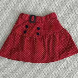 Red Polka Dot Flannel Skirt 3T
