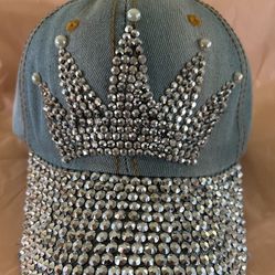Bling Denim Rhinestud Ball Cap