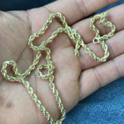 14k Solid Gold Rope Chain 