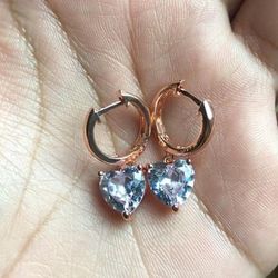 18k Rose Gold Plated Heart Dangles Earrings Jewelry