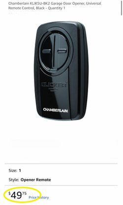 Chamberlain KLIK5U-BK2 Garage Door Opener, Universal Remote Control, Black - Quantity 1