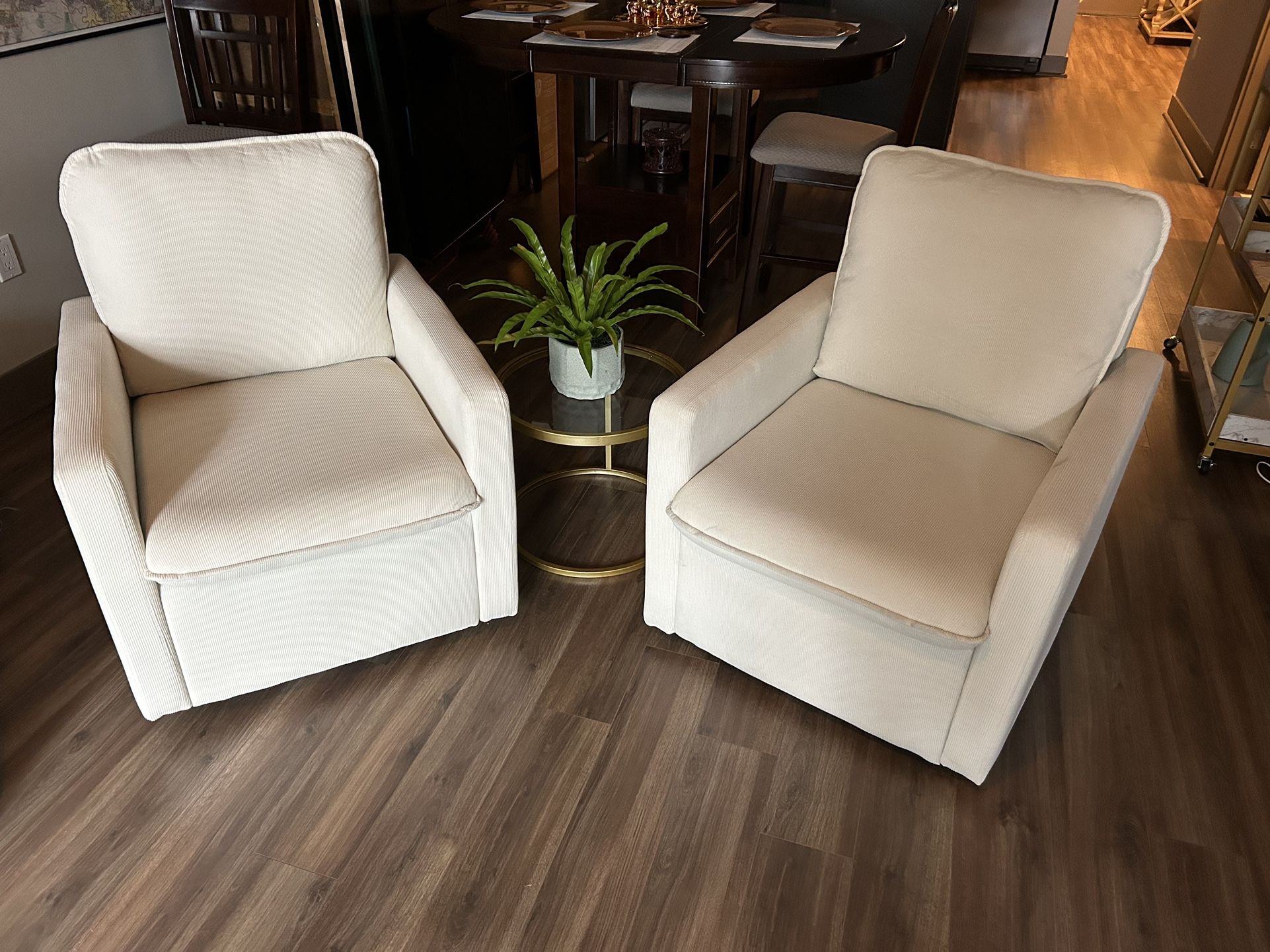 White Velvet Swivel Chairs