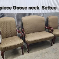 Three piece Gooseneck Accent Chairs and Settee from Best Chairs In Sage