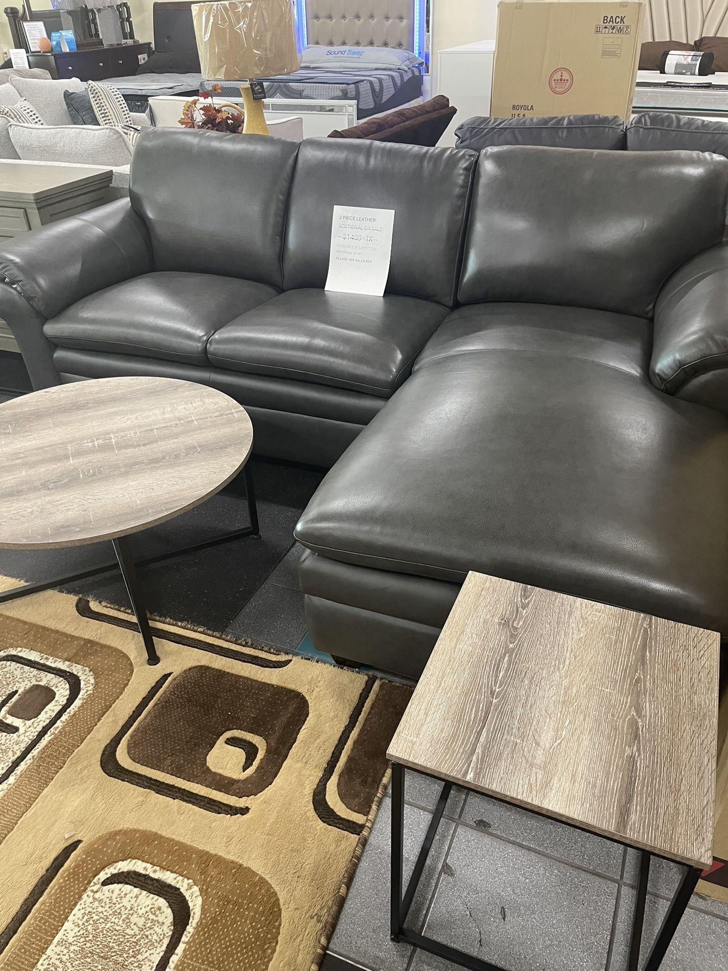 2 Piece Leather Sectional On Sale
