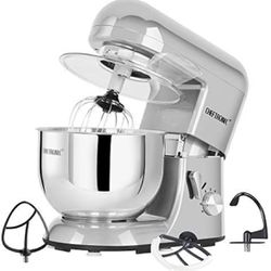 CHEFTRONIC Stand Mixer Tilt-head Mixers Kitchen Electric Dough Mixer for Household Aids 120V/650W 5.5qt Stainless Steel Bowl (Silver)