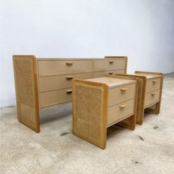 Lovely Cream & Cane Bedroom Set