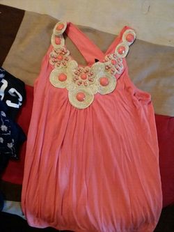 Salmon dress shirt with jewels size med