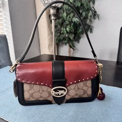 Coach Georgie Shoulder Bag in colorblock signature canvas