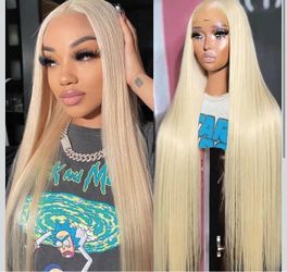 🔥Brand new🔥 32 Inch 613 Lace Front Wig Human Hair 13x6 Blonde Wig Human Hair Straight HD Lace Frontal Wig 250% Density Blonde Wig Pre Plucked With B