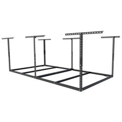 4x8 Overhead Garage Storage Rack without Decking, Storage Organization System, Heavy Duty Metal Garage Ceiling Racks, 600lbs Weight Capacity, Black