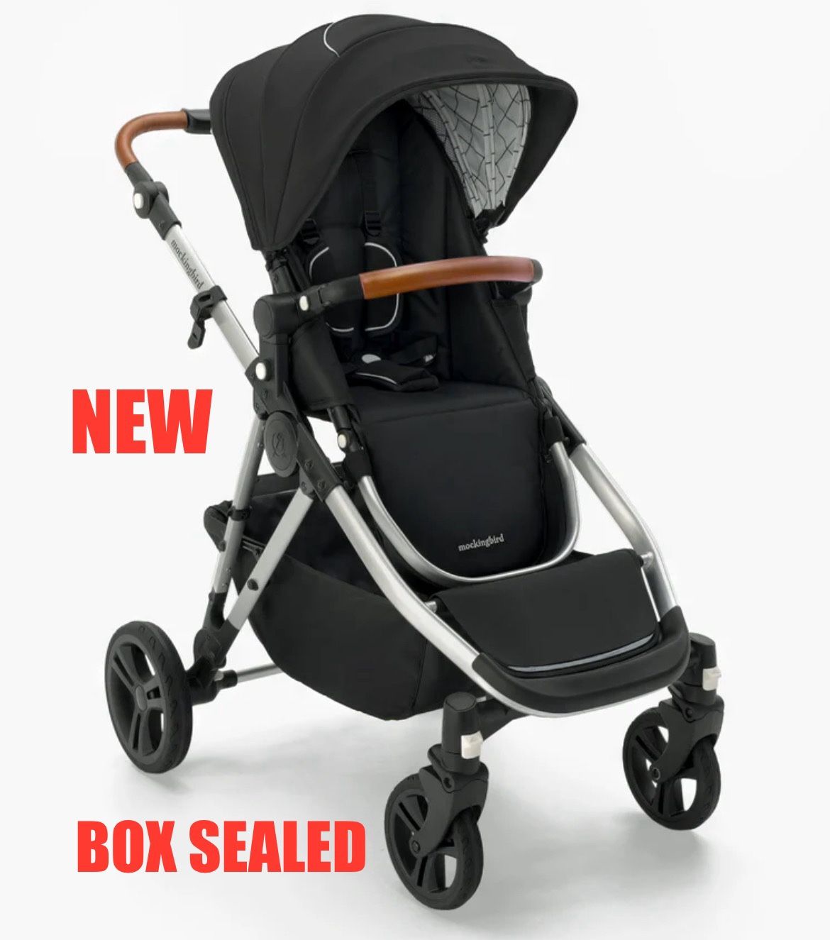 Mockingbird Single-To-Double Stroller 2.0 - Black Windowpane - Baby Stroller- Toddler