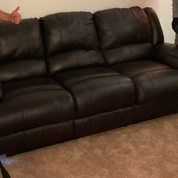 Brown Leather Recliner Couch