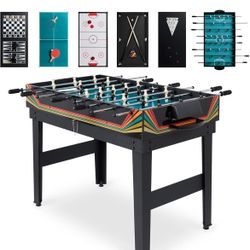 2x4ft 10-in-1 Combo Game Table Set for Home, Game Room, Includes Hockey, Foosball, Pool, Shuffleboard, Ping Pong, Chess