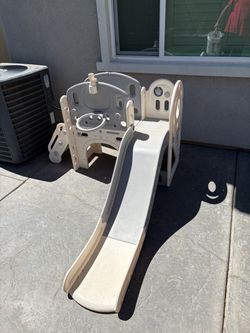 Toddler Play Set with Slide and Basketball Hoop