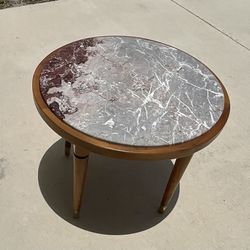 Restored Vintage Marble-topped MCM End Table